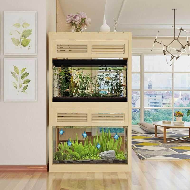 鱼缸实木底柜底座新品定做水族箱多层鱼缸