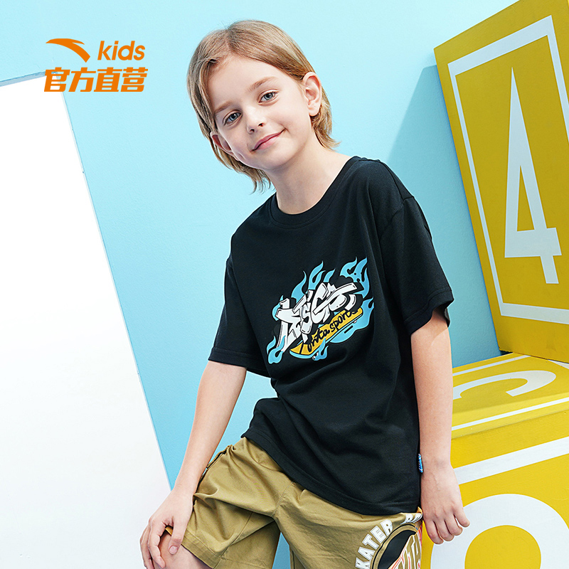 儿童安踏童装男童运动短袖2021年夏季新款旗舰t恤