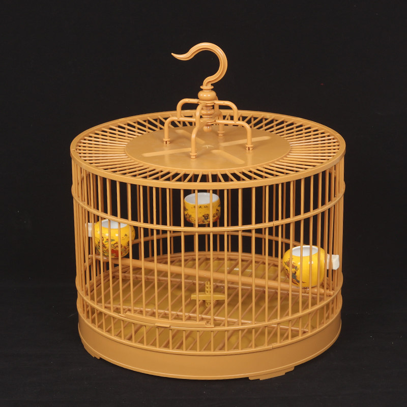 塑料塑钢玻璃钢丝鸟靛颏圆形鸟笼养笼小鸟饲养笼包邮带食碗笼子