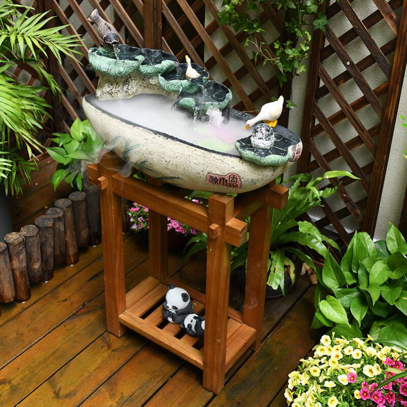 鱼池造景室外鱼缸假山真石头龙宫流水阳台花园摆件