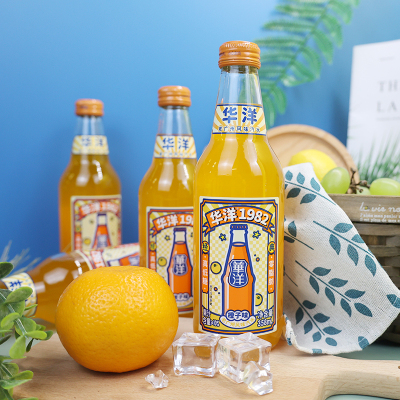 华洋汽水碳酸饮料橙子味358ml*12玻璃瓶