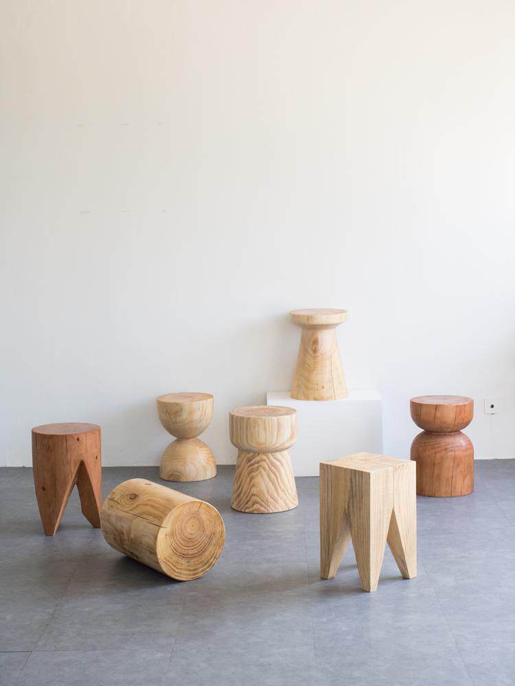 日本tv弄居∣侘寂风设计师创意空间摆件民宿家具原木墩子树桩实