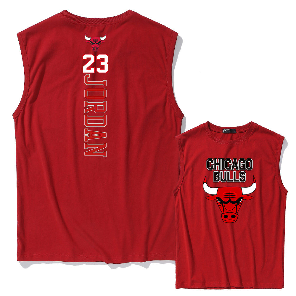 潮流背心男士夏季篮球运动球星竖排公牛23号t恤