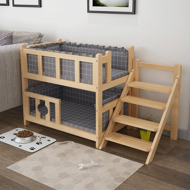 宠物狗床狗窝上下床实木泰迪床猫金毛比熊木床狗窝