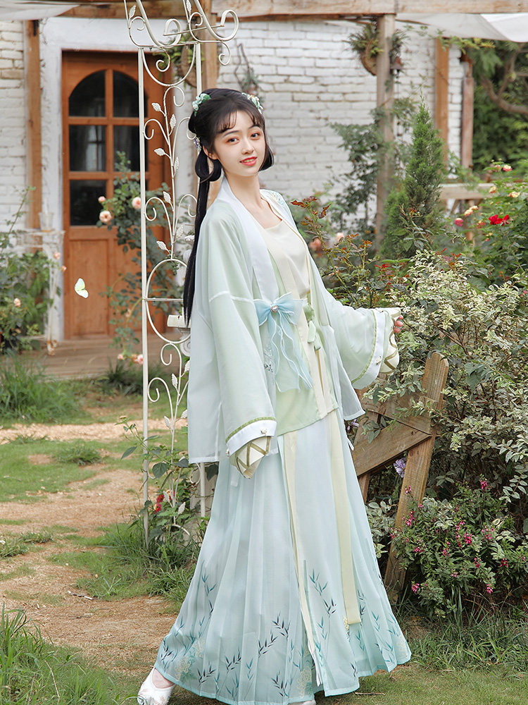 栀衣对穿带下吊带短衫对襟交直薄款夏季汉服女汉服