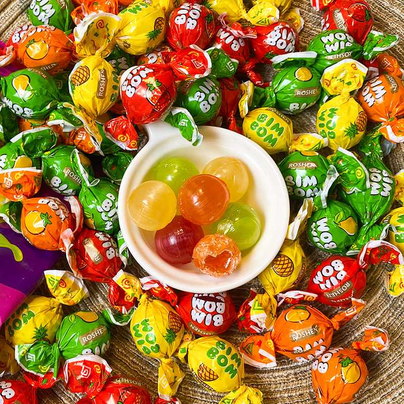 乌克兰进口夹心糖如胜菠萝草莓梨味硬质水果夹心传统糖果