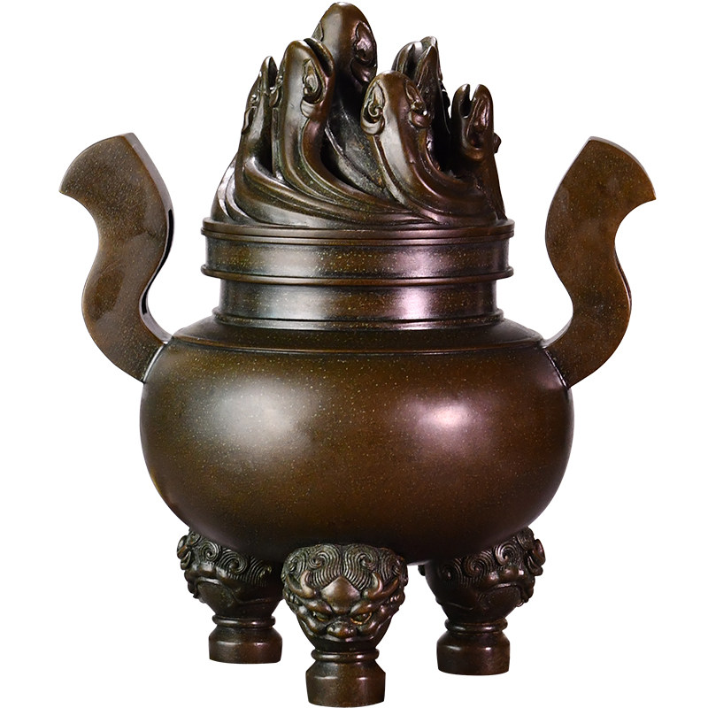 陈巧生九龙博山炉熏炉铜香炉家用室内熏香仿古香薰炉