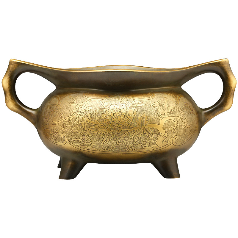 东方香天下金全福錾刻元宝纯铜香炉大号室内礼佛香薰炉