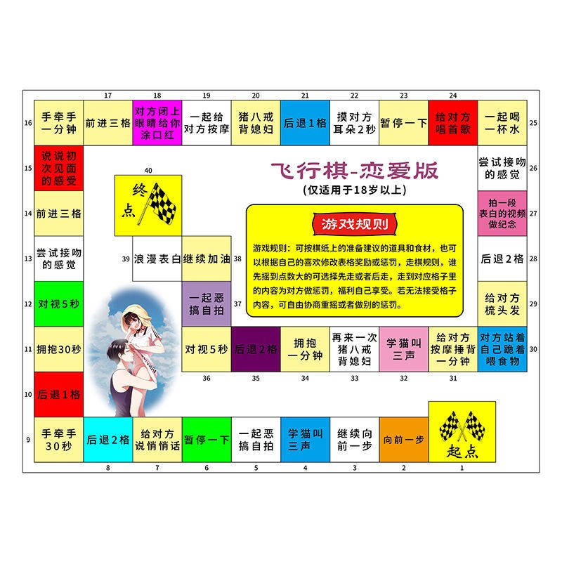 恋爱飞行棋房间用品情侣双人大富翁情趣私密小玩意飞行棋