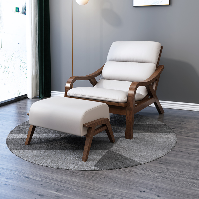 北欧实木躺椅胡桃木懒人沙发椅午睡单人摇摇椅卧室阳台家用休闲椅