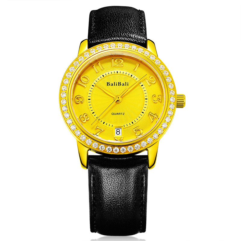 balibali黄金表女纯金999足金进口机芯数字手表黄金金表送礼防水