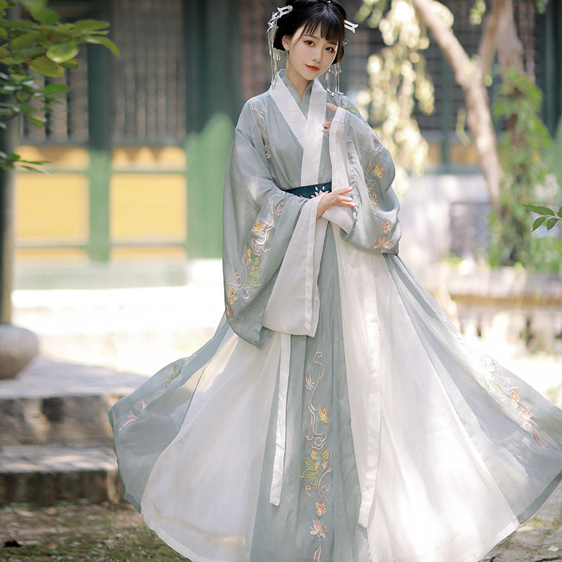 春夏季国风中国刺绣魏晋腰交制齐蝶意汉服女原创汉服