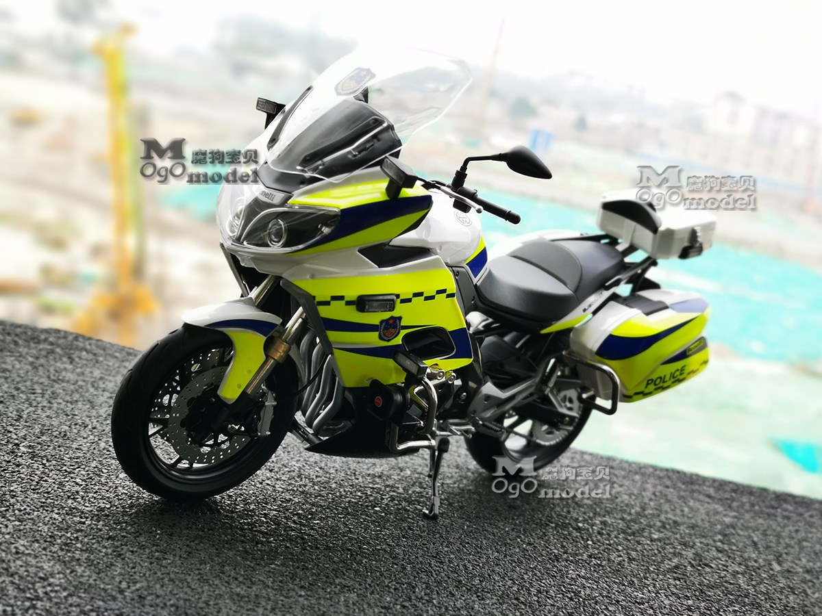 模型原厂钱江贝纳利摩托车羊城铁骑警车声光警用车模