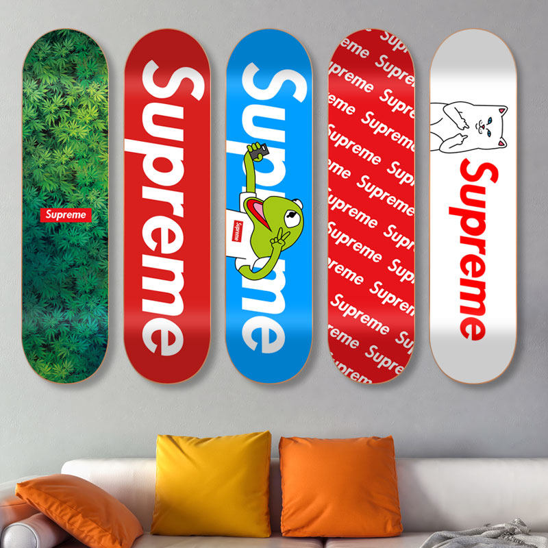 supreme滑板板面潮牌专业业行陈列广告装饰室内墙壁滑板