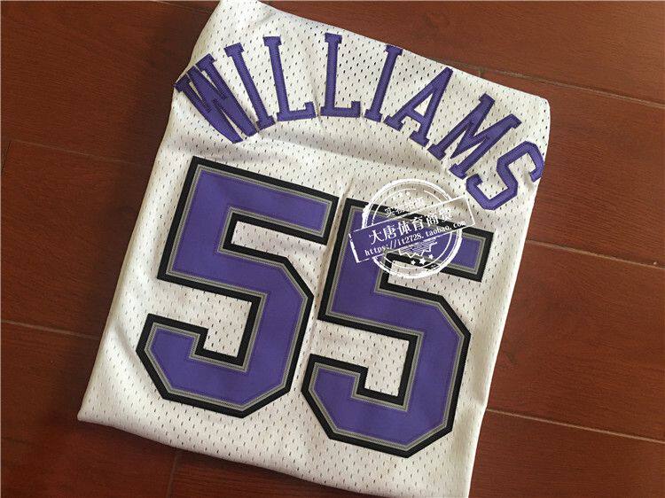 国王55号威廉姆斯球衣衣白巧克力复古网眼sw刺绣篮球服