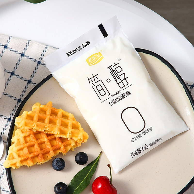 风味君乐宝简醇酸奶蔗糖脱脂佐餐100g袋装酸牛奶酸奶