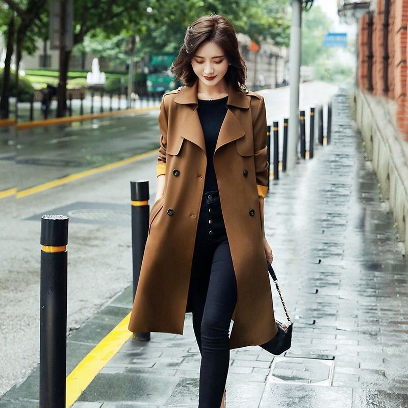 风衣女中长款2020新款英伦风秋季流行大衣气质过膝长款外套潮
