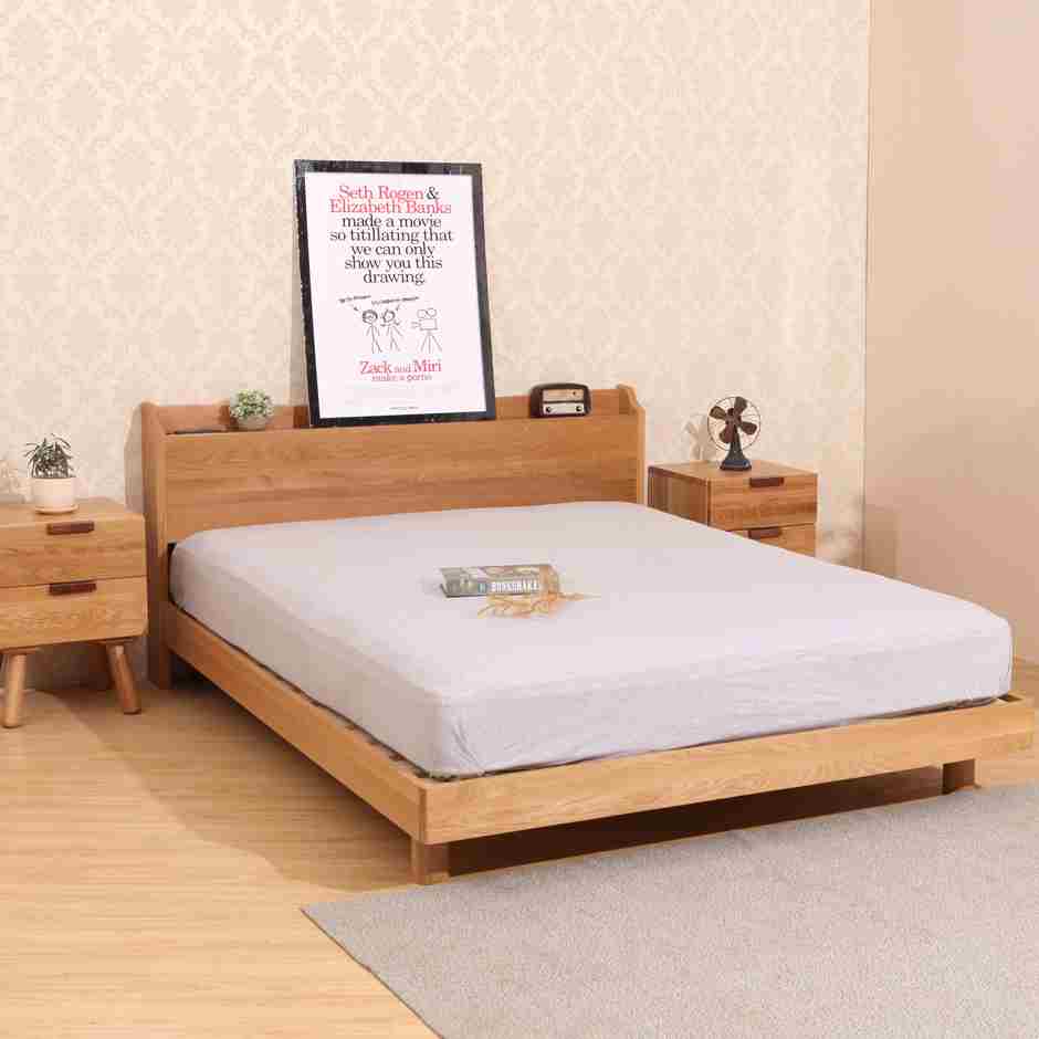 木床高档北欧欧纯实木简约现代日式卧室双人床实木床