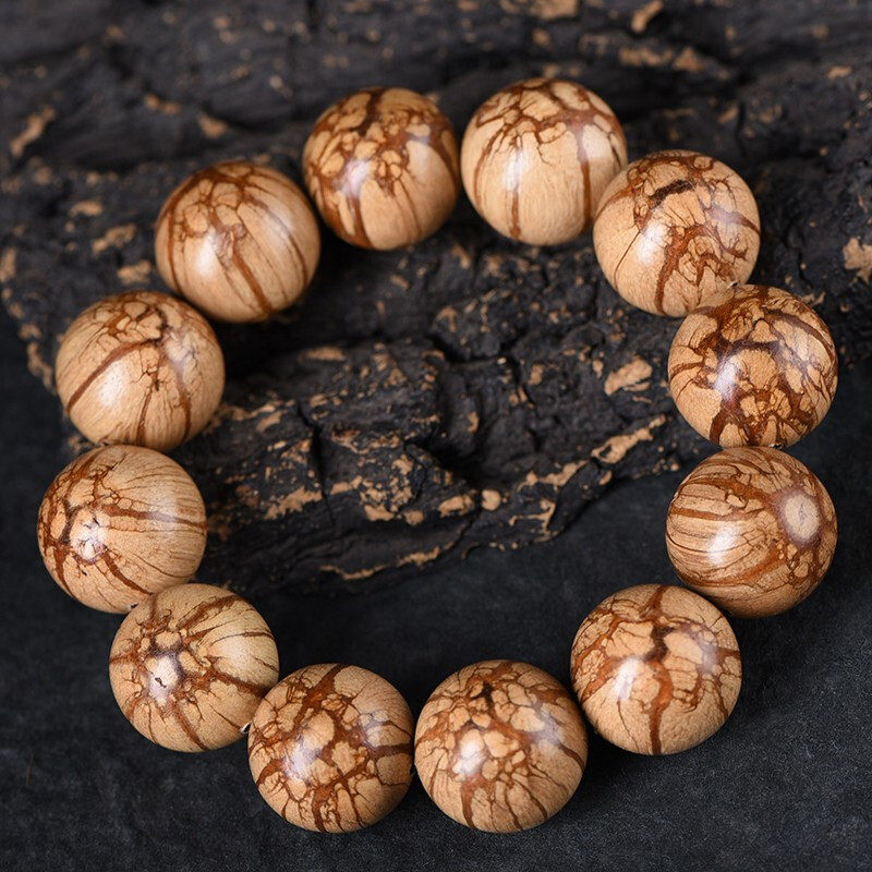 梅花天然龙须藤入骨丹佛佛珠手串男女情侣木质佛珠