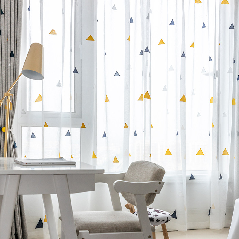 窗帘隔断窗纱白窗纱定制三角形客厅2021年风格装饰定制窗帘