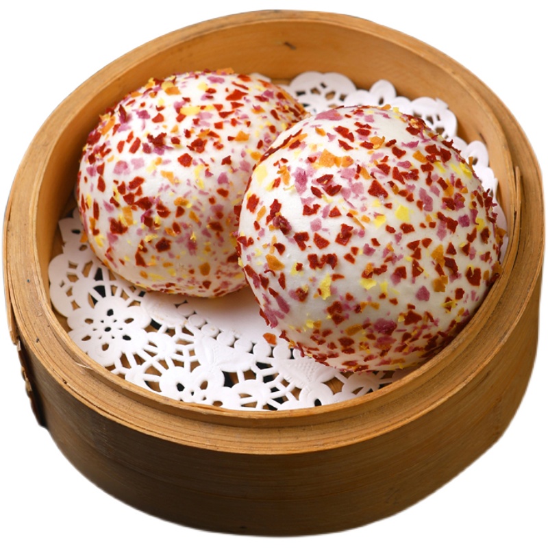 七彩燕麦麦包早餐流沙沙包广式早茶点心速冻包点