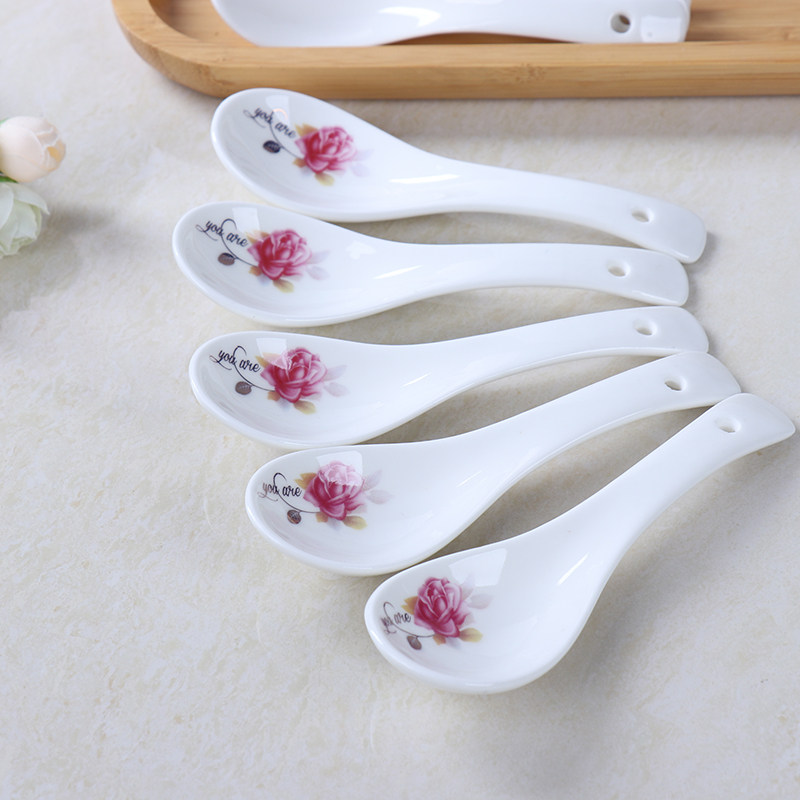 创意无孔陶瓷勺子调羹瓷羹汤匙家用吃饭饭勺调羹