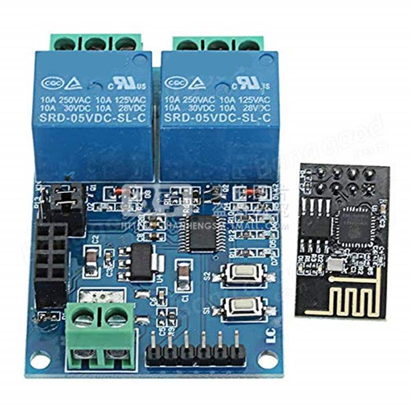 5v2路esp8266继电器模块wifi智能插座家用app继电器