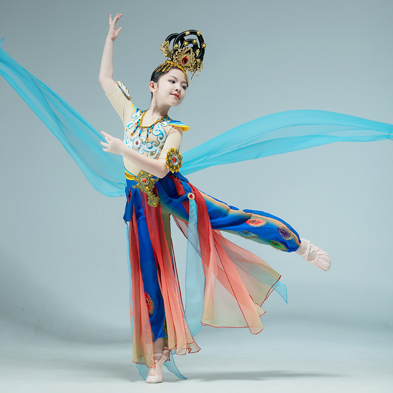 演出服儿童舞蹈飞天敦煌表演琵琶女童走秀嫦娥奔月儿童演出服