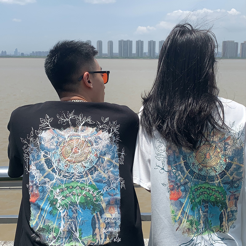 ICONSLAB联名SSUR PLUS伊甸园油画短袖休闲T恤男女情侣纯棉半袖潮