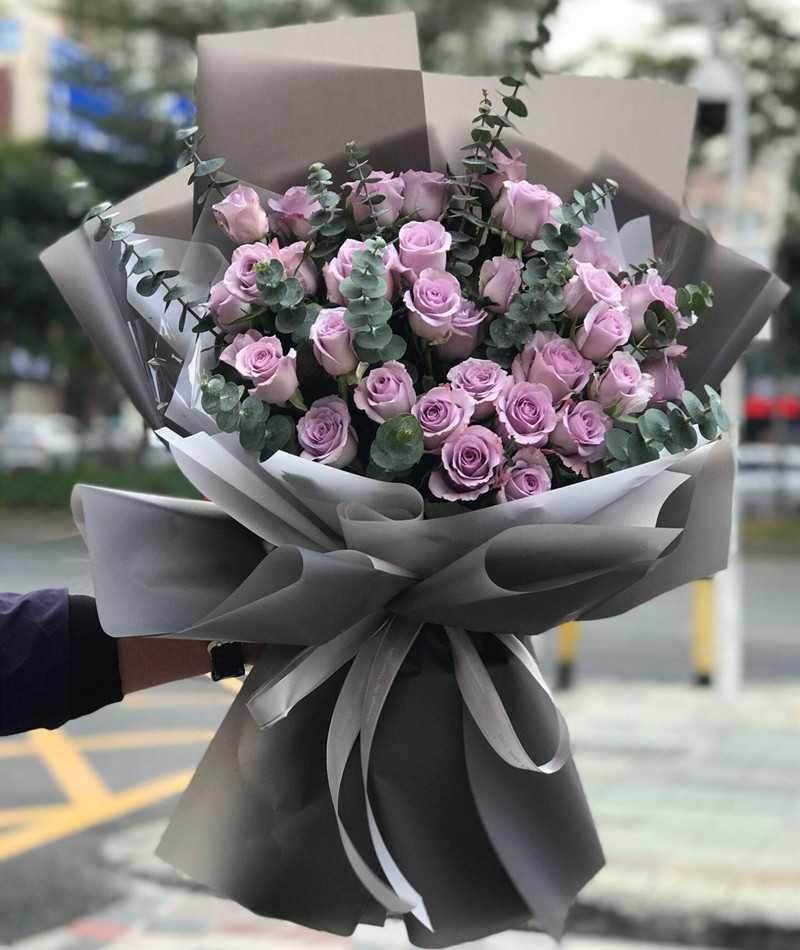 海洋之歌紫玫瑰花束广州鲜花速递同城天河海珠越秀鲜花速递同城
