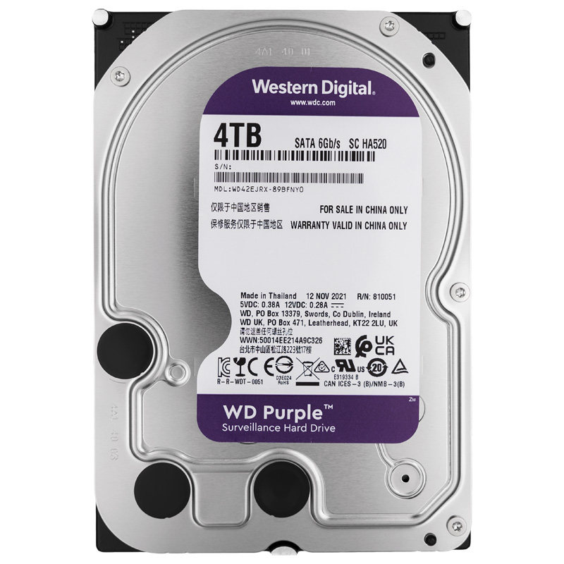 西部数据wdwd42ejrx4t监控级硬盘35英寸sata3西数紫盘4tb