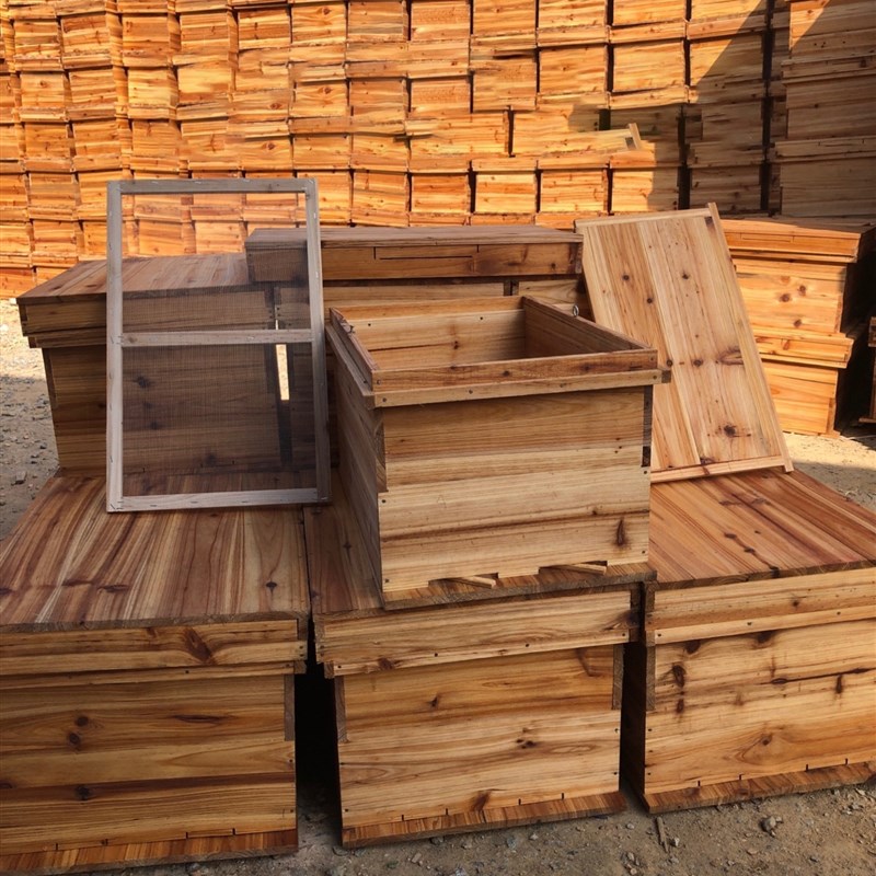 土养蜜蜂格子箱中蜂箱防晒隔热防雨e杉木蜂箱七框箱诱蜂标准交尾