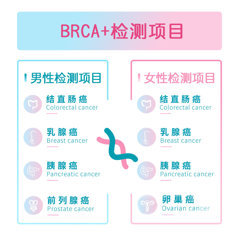 基因brca四项遗传性乳腺癌卵巢胰腺直肠检测男女居家送检