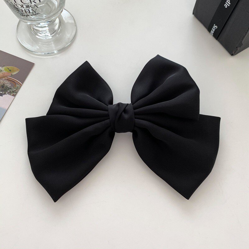 白色法式蝴蝶结发夹复古黑色头饰鸭嘴发卡顶夹发饰