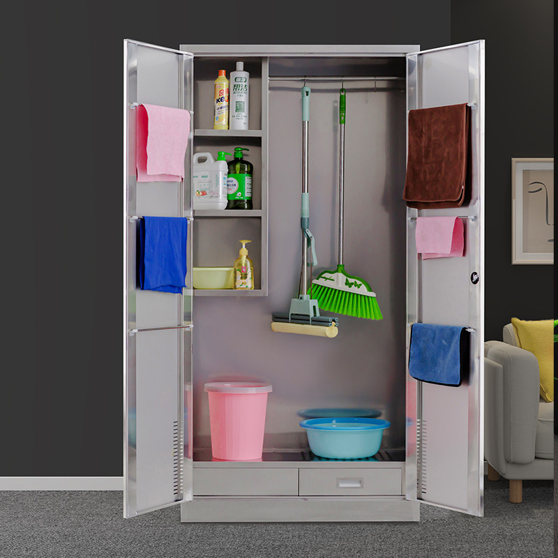 不锈钢清洁柜卫生用品柜工厂拖把收纳柜阳台柜工具存放整理扫帚柜