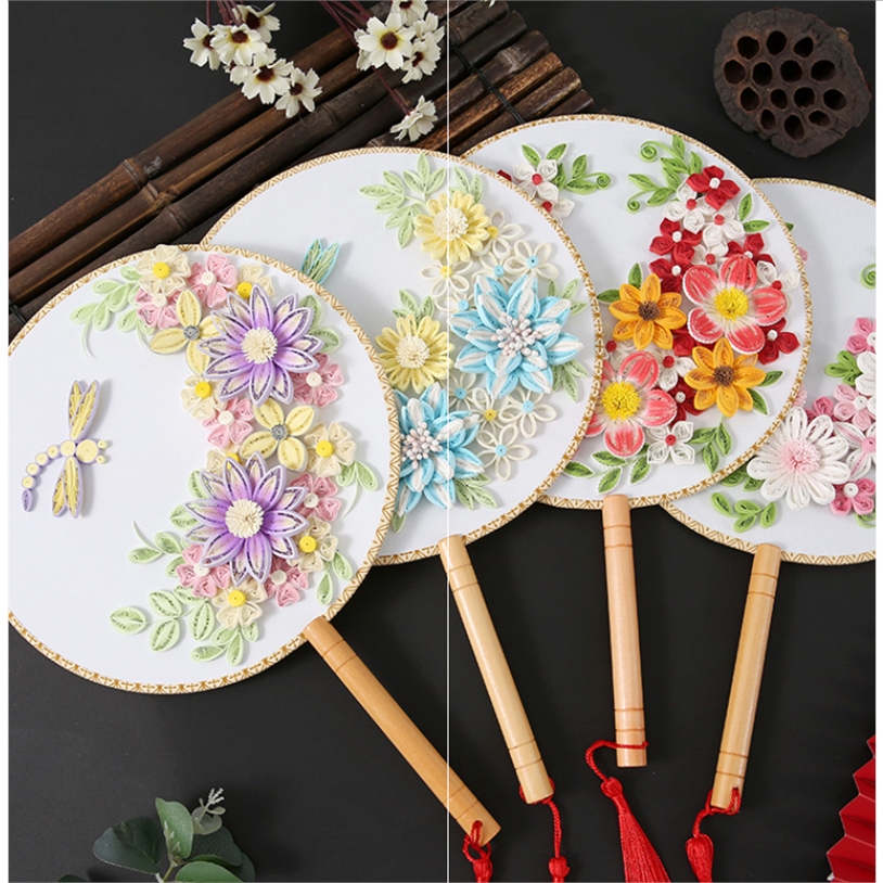 衍纸画团扇复古工具材料包中国风手工diy套装折纸