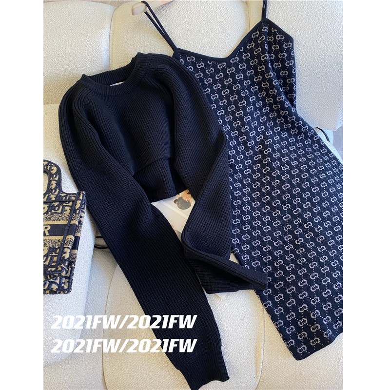 翘絮◆小香风时尚套装女2021年秋冬新款法式复古气质连衣裙连衣裙