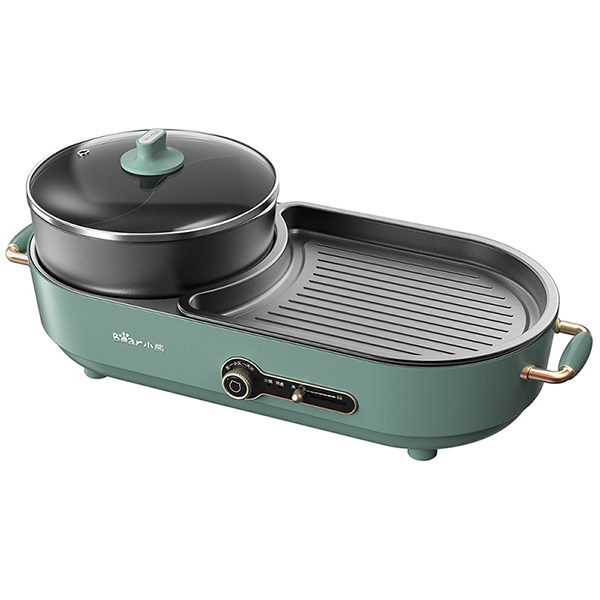 小熊鸳鸯锅电烤锅火锅烧烤一体拆洗烤肉机家用烤串机