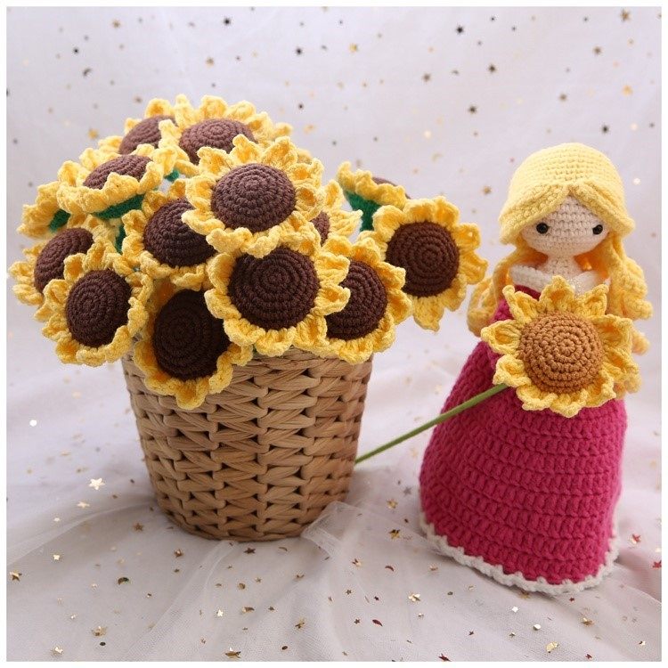 毛线编织手工工艺品装饰diy花钩花束摆放材料毛线