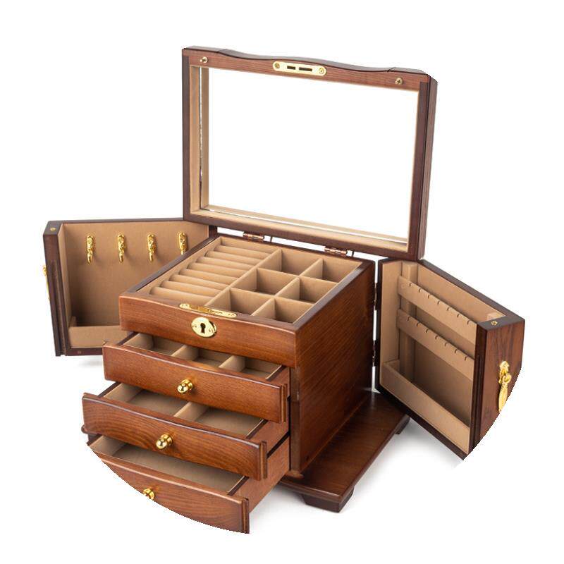 首饰收纳盒耳环手饰品耳钉项链多层分格大容量珠宝箱古风展示盒子