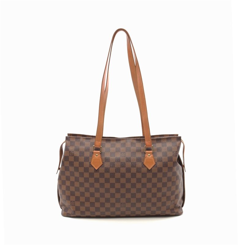 reclo中古lv路易威登columbine乌黑黑色棋盘格肩包708726女士包袋