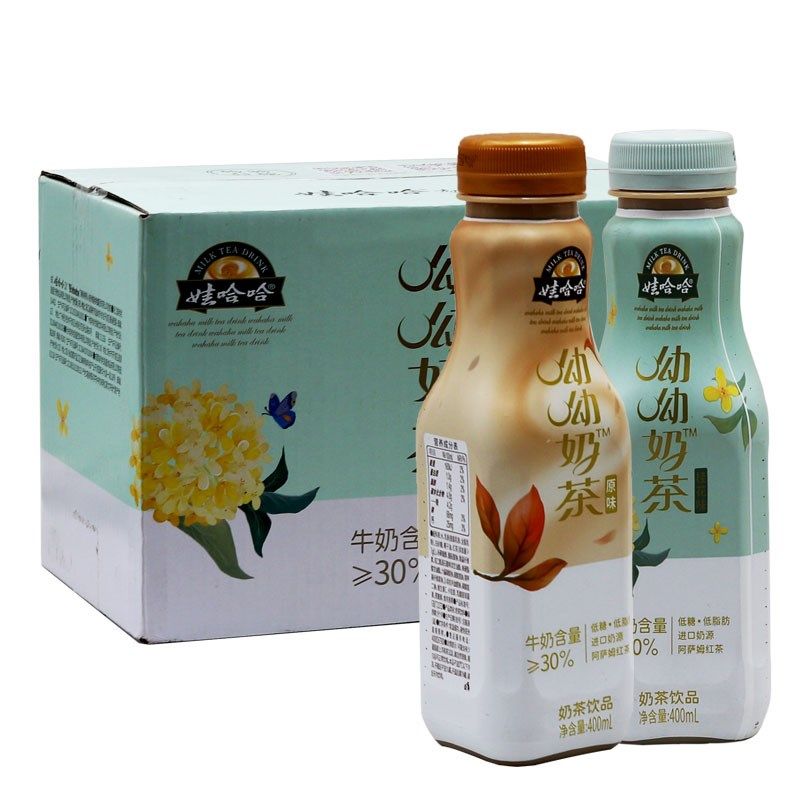 娃哈哈哟哟奶茶低糖低脂原味桂花400ml15瓶整箱含乳饮料