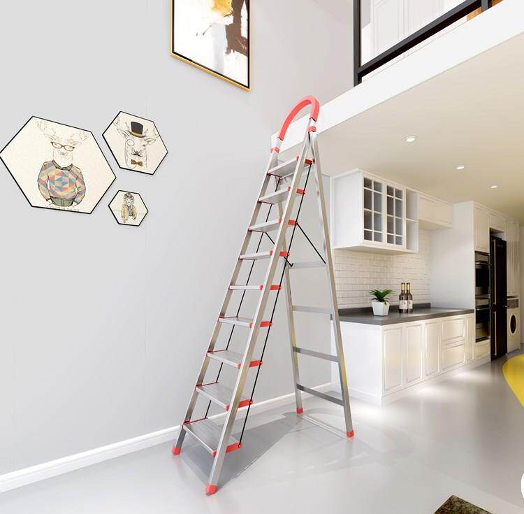 梯子靠墙单侧家用折叠不锈钢室内八九九步移动楼家用梯