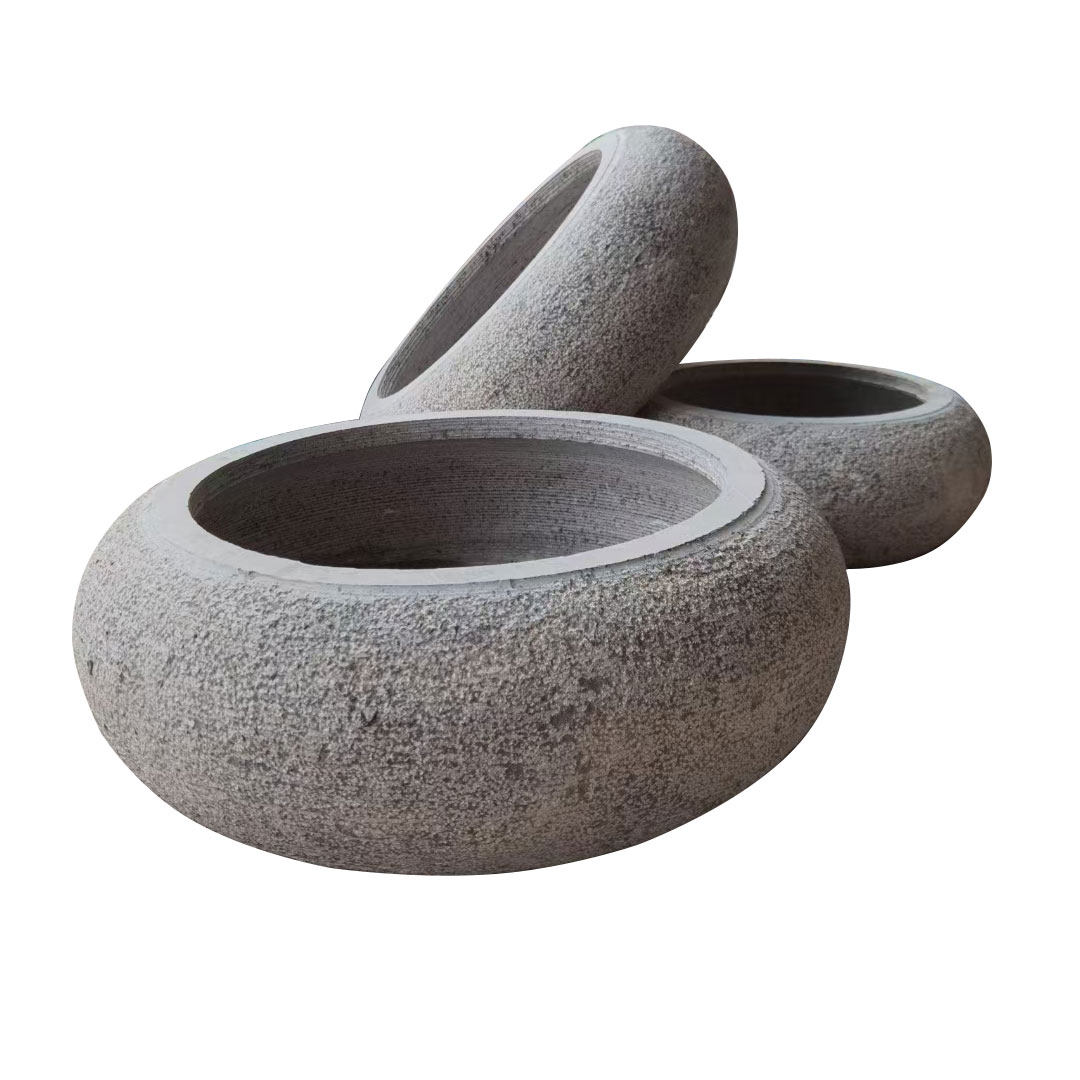 日式石钵庭院造景流水摆件水景花园石盆户外石雕