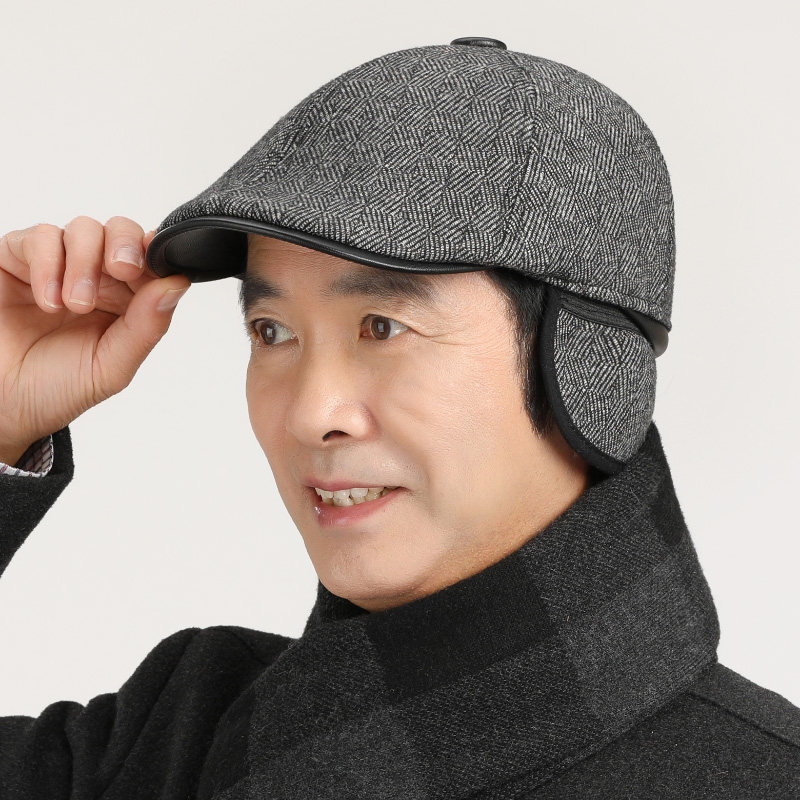 老人帽子男冬中老年人鸭舌帽老头秋冬季爷爷中年爸爸帽子