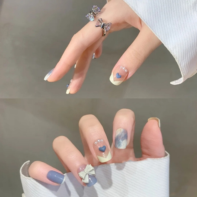 穿戴指甲成品美甲夏天短款温柔可爱爱定制日系美甲工具