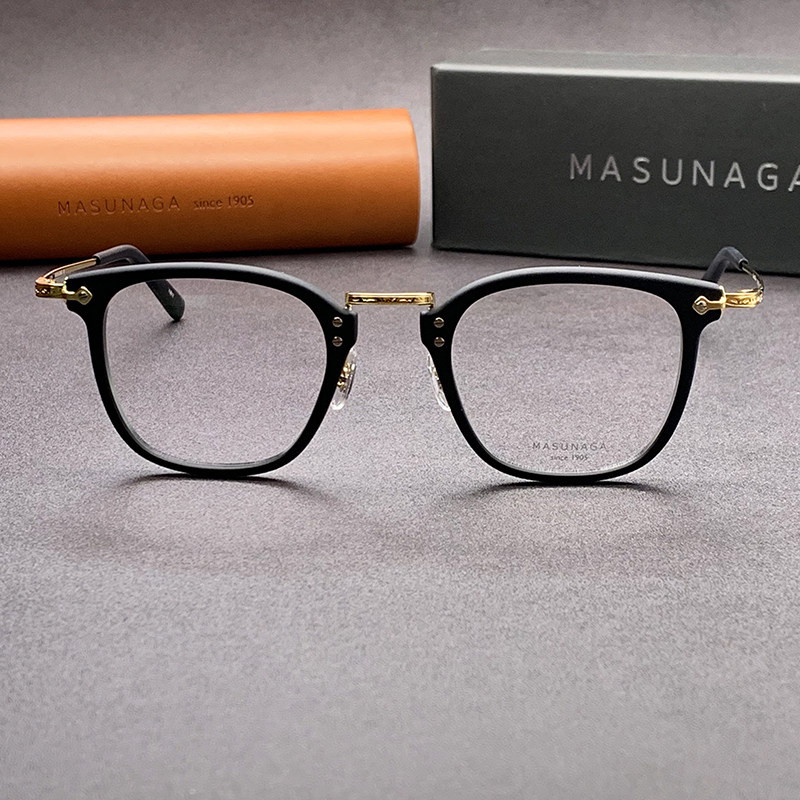 masunaga增永gms806全框日本复古板材纯钛手工男士眼镜架