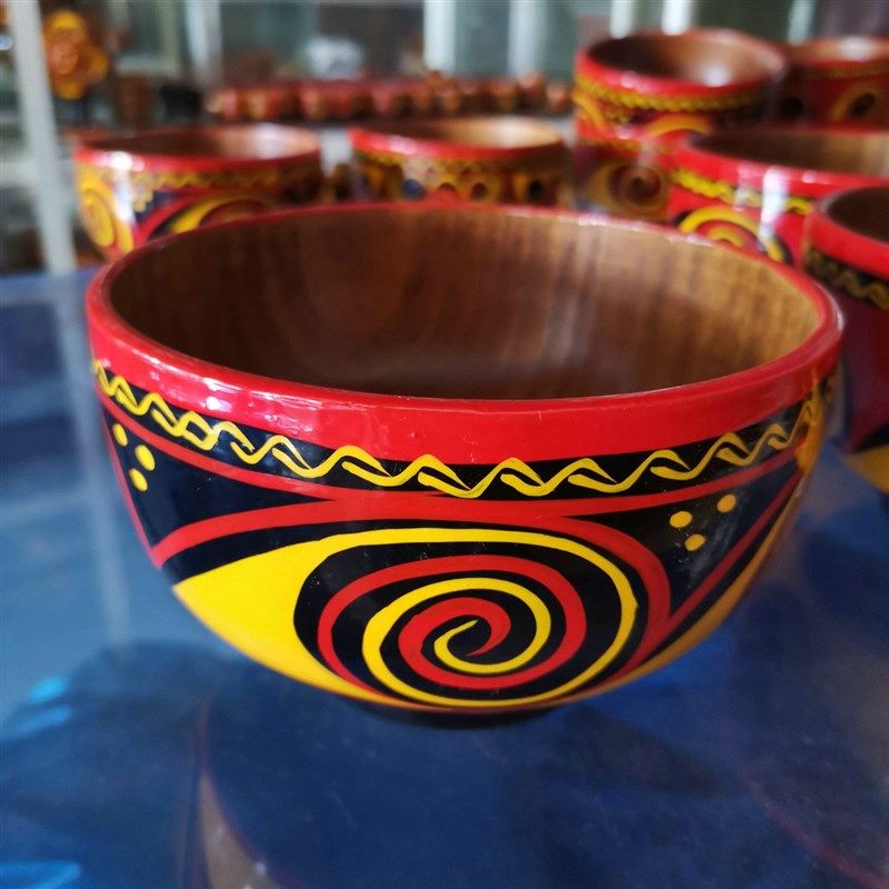 漆器四川凉山彝大餐具饭碗民间彩绘实工手木族碗漆器