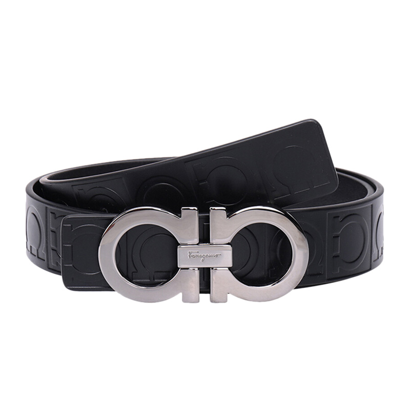 salvatoreferragamo菲拉格慕男士黑色皮革腰带腰带