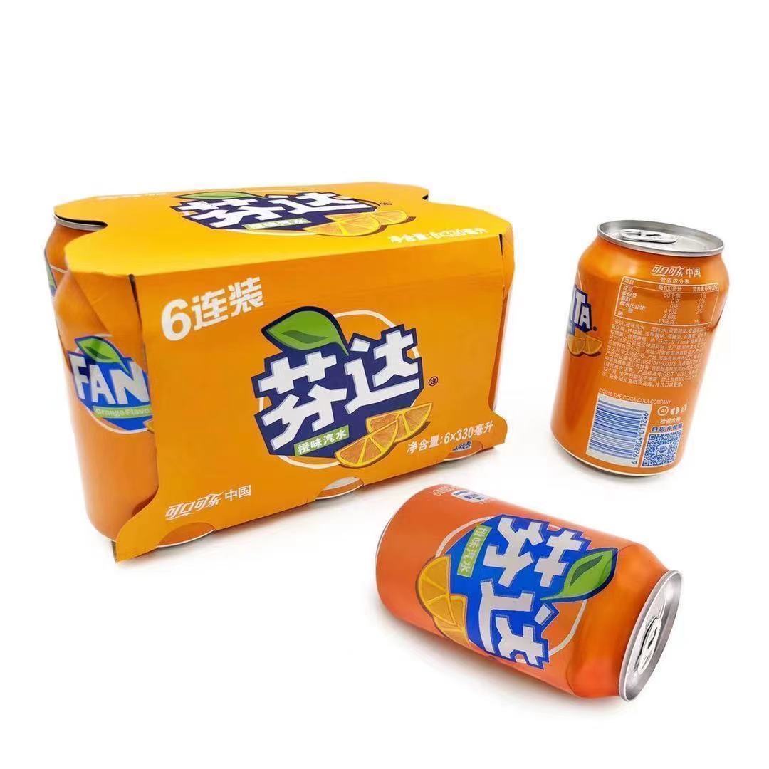 芬达可混口味水蜜桃苹果橙子6罐饮料330ml碳酸包裹袋